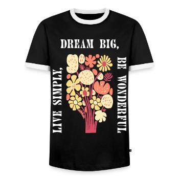Dream big Boho Flower Floral Floral Summer Vibes - Men's Ringer Shirt - black/white - Front - AI Model Female 172 light (172cm) & AI Model Male 178 light (178cm)