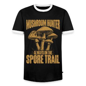 Mushroom Pickers Mushroom Pickers Mushroom Pickers Mushroom Pickers - Men's Ringer Shirt - black/white - Front - AI Model Female 172 light (172cm) & AI Model Male 178 light (178cm)
