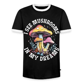 Mushroom Pickers Mushroom Pickers Mushroom Pickers Mushroom Pickers - Men's Ringer Shirt - black/white - Front - AI Model Female 172 light (172cm) & AI Model Male 178 light (178cm)