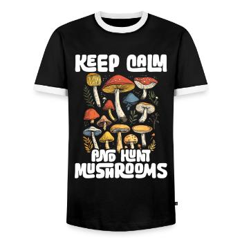 Mushroom Pickers Mushroom Pickers Mushroom Pickers Mushroom Pickers - Men's Ringer Shirt - black/white - Front - AI Model Female 172 light (172cm) & AI Model Male 178 light (178cm)
