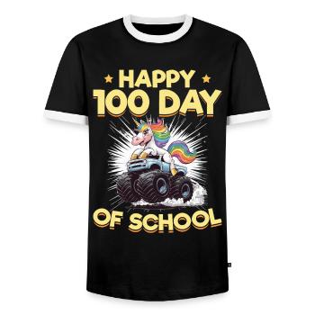 Monster Truck Unicorn 100 Days of School - Männer Kontrast-T-Shirt - Schwarz/Weiß - Vorne - AI Model Female 172 light (172cm) & AI Model Male 178 light (178cm)