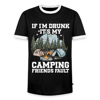 Camping Campfire Camper - Männer Kontrast-T-Shirt - Schwarz/Weiß - Vorne - AI Model Female 172 light (172cm) & AI Model Male 178 light (178cm)