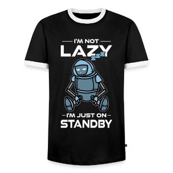 Ai Robotique Geek Tech Humour Robot - T-shirt contrasté Homme - noir/blanc - Devant - AI Model Female 172 light (172cm) & AI Model Male 178 light (178cm)