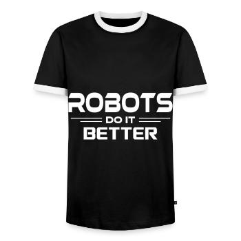 Ai Robotique Geek Tech Humour Robot - T-shirt contrasté Homme - noir/blanc - Devant - AI Model Female 172 light (172cm) & AI Model Male 178 light (178cm)