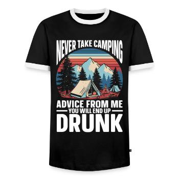 Camping Campfire Camper - Männer Kontrast-T-Shirt - Schwarz/Weiß - Vorne - AI Model Female 172 light (172cm) & AI Model Male 178 light (178cm)