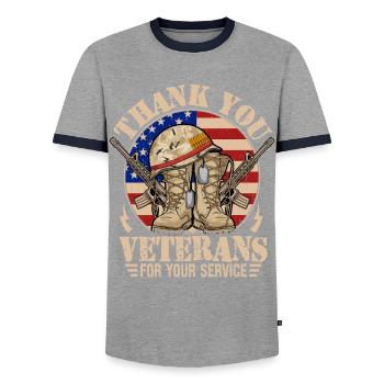Vielen Dank an die Veteranen für Ihren Dienst - Männer Kontrast-T-Shirt - Grau/Navy  - Vorne - AI Model Female 172 light (172cm) & AI Model Male 178 light (178cm)