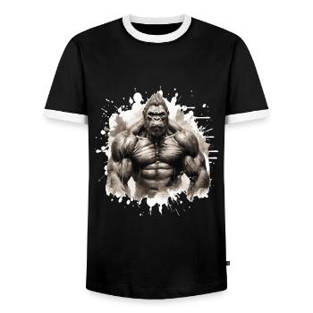 Gorille Bodybuilding Beast - T-shirt contrasté Homme - noir/blanc - Devant - AI Model Female 172 light (172cm) & AI Model Male 178 light (178cm)