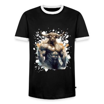 Bull Bull Muscles Musculation Bête - T-shirt contrasté Homme - noir/blanc - Devant - AI Model Female 172 light (172cm) & AI Model Male 178 light (178cm)