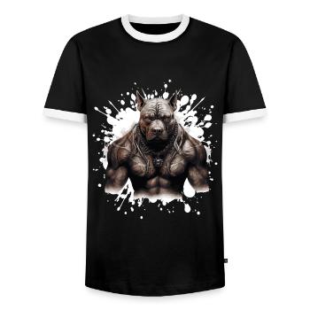 Hund Pit Muskeln Bodybuilding Beast - Männer Kontrast-T-Shirt - Schwarz/Weiß - Vorne - AI Model Female 172 light (172cm) & AI Model Male 178 light (178cm)