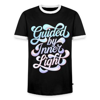 Guidés par la lumière intérieure inspirant - T-shirt contrasté Homme - noir/blanc - Devant - AI Model Female 172 light (172cm) & AI Model Male 178 light (178cm)