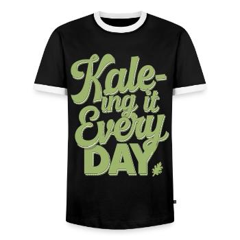 Végétarien végétalien : Kale-ing It Every Day - T-shirt contrasté Homme - noir/blanc - Devant - AI Model Female 172 light (172cm) & AI Model Male 178 light (178cm)