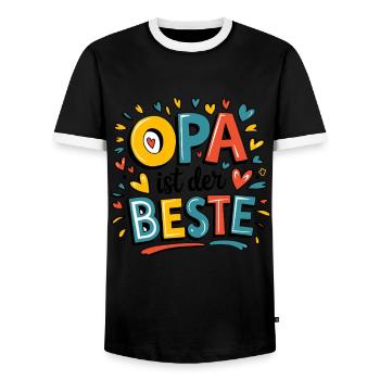Opa Ist Der Beste Mit Herzen Und Farben Für - Männer Kontrast-T-Shirt - Schwarz/Weiß - Vorne - AI Model Female 172 light (172cm) & AI Model Male 178 light (178cm)