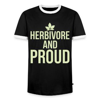 Mangeurs d’herbes et fierté : végétalien végétarien - T-shirt contrasté Homme - noir/blanc - Devant - AI Model Female 172 light (172cm) & AI Model Male 178 light (178cm)