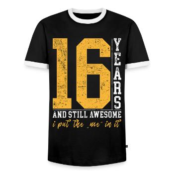 16 ans d’anniversaire cadeau enfants garçon fille - T-shirt contrasté Homme - noir/blanc - Devant - AI Model Female 172 light (172cm) & AI Model Male 178 light (178cm)