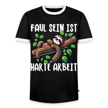 Faultier Fauler Faultierliebhaber Faultiere - Männer Kontrast-T-Shirt - Schwarz/Weiß - Vorne - AI Model Female 172 light (172cm) & AI Model Male 178 light (178cm)