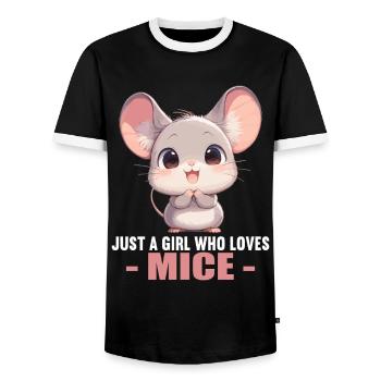 Mäuse Maus - Männer Kontrast-T-Shirt - Schwarz/Weiß - Vorne - AI Model Female 172 light (172cm) & AI Model Male 178 light (178cm)