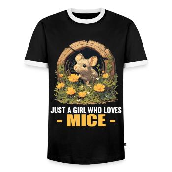 Mice Mouse - Men's Ringer Shirt - black/white - Front - AI Model Female 172 light (172cm) & AI Model Male 178 light (178cm)
