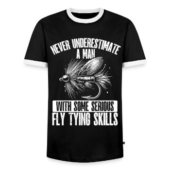 Fly Tying Fly Tying Fly Fishing Fly Fishing - Men's Ringer Shirt - black/white - Front - AI Model Female 172 light (172cm) & AI Model Male 178 light (178cm)