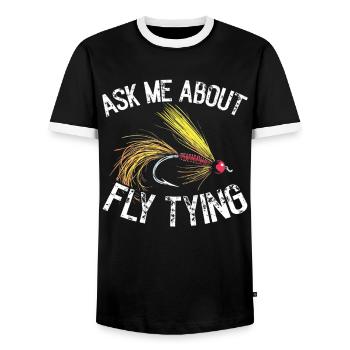 Fly Tying Fly Tying Fly Fishing Fly Fishing - Men's Ringer Shirt - black/white - Front - AI Model Female 172 light (172cm) & AI Model Male 178 light (178cm)