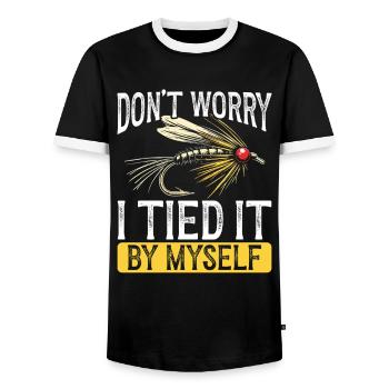 Fly Tying Fly Tying Fly Fishing Fly Fishing - Men's Ringer Shirt - black/white - Front - AI Model Female 172 light (172cm) & AI Model Male 178 light (178cm)