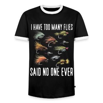 Fly Tying Fly Tying Fly Fishing Fly Fishing - Men's Ringer Shirt - black/white - Front - AI Model Female 172 light (172cm) & AI Model Male 178 light (178cm)