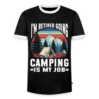 Camping Campfire Camper - Männer Kontrast-T-Shirt - Schwarz/Weiß - Vorne - AI Model Female 172 light (172cm) & AI Model Male 178 light (178cm)