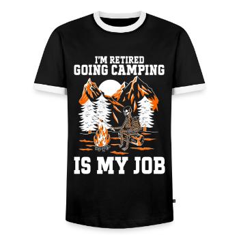 Camping Campfire Camper - Männer Kontrast-T-Shirt - Schwarz/Weiß - Vorne - AI Model Female 172 light (172cm) & AI Model Male 178 light (178cm)