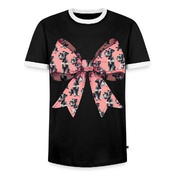 Coquette Schleife Schnauzer Hundemutter Muster - Männer Kontrast-T-Shirt - Schwarz/Weiß - Vorne - AI Model Female 172 light (172cm) & AI Model Male 178 light (178cm)