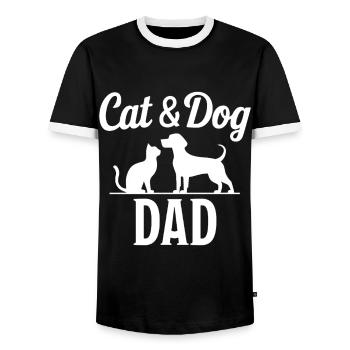 Katze und Hund Spruch Lustiges Haustier Geschenk - Männer Kontrast-T-Shirt - Schwarz/Weiß - Vorne - AI Model Female 172 light (172cm) & AI Model Male 178 light (178cm)