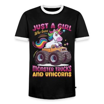 Cute Monster Truck Unicorn Rainbows - Männer Kontrast-T-Shirt - Schwarz/Weiß - Vorne - AI Model Female 172 light (172cm) & AI Model Male 178 light (178cm)