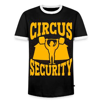 Zirkus Sicherheit - Männer Kontrast-T-Shirt - Schwarz/Weiß - Vorne - AI Model Female 172 light (172cm) & AI Model Male 178 light (178cm)
