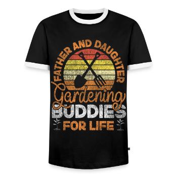 Plant Lover Gardening Dad Daughter - Men's Ringer Shirt - black/white - Front - AI Model Female 172 light (172cm) & AI Model Male 178 light (178cm)