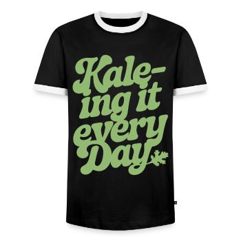 Kale-ing It Every Day Vegan Vegetarisch - Männer Kontrast-T-Shirt - Schwarz/Weiß - Vorne - AI Model Female 172 light (172cm) & AI Model Male 178 light (178cm)
