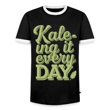 Kale-ing It Every Day - Vegan Vegetarian Design - T-shirt contrasté Homme - noir/blanc - Devant - AI Model Female 172 light (172cm) & AI Model Male 178 light (178cm)