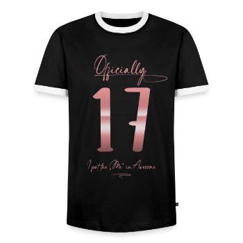 Cadeau officiel de fille d’anniversaire de 17 ans - T-shirt contrasté Homme - noir/blanc - Devant - AI Model Female 172 light (172cm) & AI Model Male 178 light (178cm)