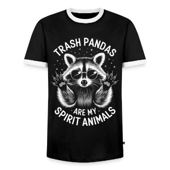 Raccoon Saying Trash Funny Raccoon Gift - Men's Ringer Shirt - black/white - Front - AI Model Female 172 light (172cm) & AI Model Male 178 light (178cm)