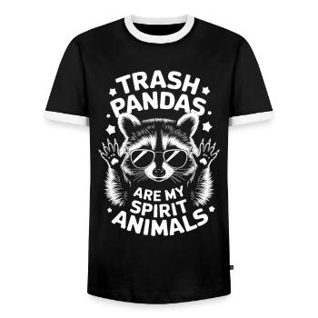 Raccoon Saying Trash Funny Raccoon Gift - Men's Ringer Shirt - black/white - Front - AI Model Female 172 light (172cm) & AI Model Male 178 light (178cm)
