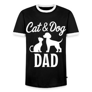 Katze und Hund Spruch Lustiges Haustier Geschenk - Männer Kontrast-T-Shirt - Schwarz/Weiß - Vorne - AI Model Female 172 light (172cm) & AI Model Male 178 light (178cm)