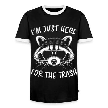 Raccoon Saying Trash Funny Raccoon Gift - Men's Ringer Shirt - black/white - Front - AI Model Female 172 light (172cm) & AI Model Male 178 light (178cm)