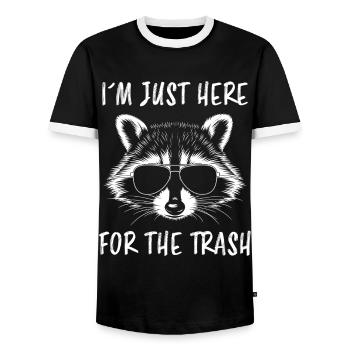 Raccoon Saying Trash Funny Raccoon Gift - Men's Ringer Shirt - black/white - Front - AI Model Female 172 light (172cm) & AI Model Male 178 light (178cm)