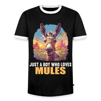 Maultiere Maultier - Männer Kontrast-T-Shirt - Schwarz/Weiß - Vorne - AI Model Female 172 light (172cm) & AI Model Male 178 light (178cm)