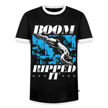 Springboard Diving Diving Diving Divers - Men's Ringer Shirt - black/white - Front - AI Model Female 172 light (172cm) & AI Model Male 178 light (178cm)
