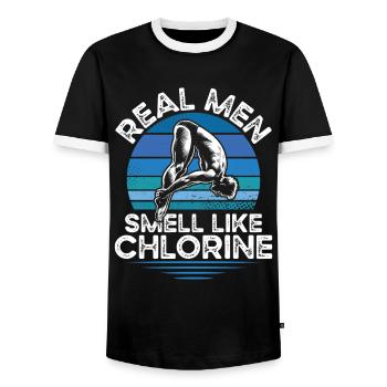 Springboard Diving Diving Diving Divers - Men's Ringer Shirt - black/white - Front - AI Model Female 172 light (172cm) & AI Model Male 178 light (178cm)