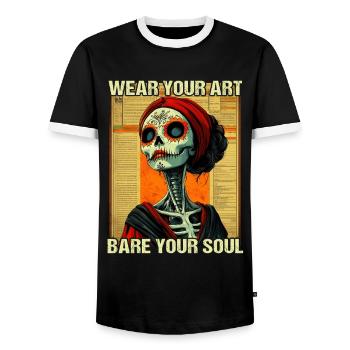 Tattoo Studio Tattoo Artist Tattoo Ideas - Men's Ringer Shirt - black/white - Front - AI Model Female 172 light (172cm) & AI Model Male 178 light (178cm)
