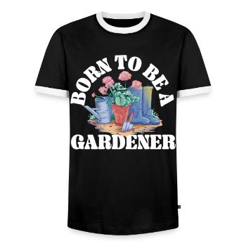 Plant Lover Gardening Born To Be A - Men's Ringer Shirt - black/white - Front - AI Model Female 172 light (172cm) & AI Model Male 178 light (178cm)