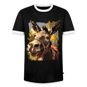 Âne Esel - T-shirt contrasté Homme - noir/blanc - Devant - AI Model Female 172 light (172cm) & AI Model Male 178 light (178cm)