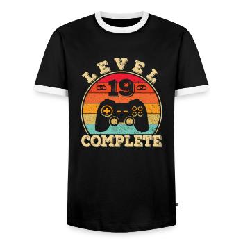 19ème anniversaire de mariage 19 ans de mariage Mariage en nacre - T-shirt contrasté Homme - noir/blanc - Devant - AI Model Female 172 light (172cm) & AI Model Male 178 light (178cm)