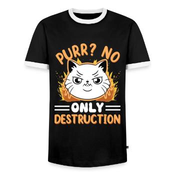 Chat Gras Gros Chat Humour Mème - T-shirt contrasté Homme - noir/blanc - Devant - AI Model Female 172 light (172cm) & AI Model Male 178 light (178cm)