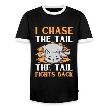 Chat Gras Gros Chat Humour Mème - T-shirt contrasté Homme - noir/blanc - Devant - AI Model Female 172 light (172cm) & AI Model Male 178 light (178cm)