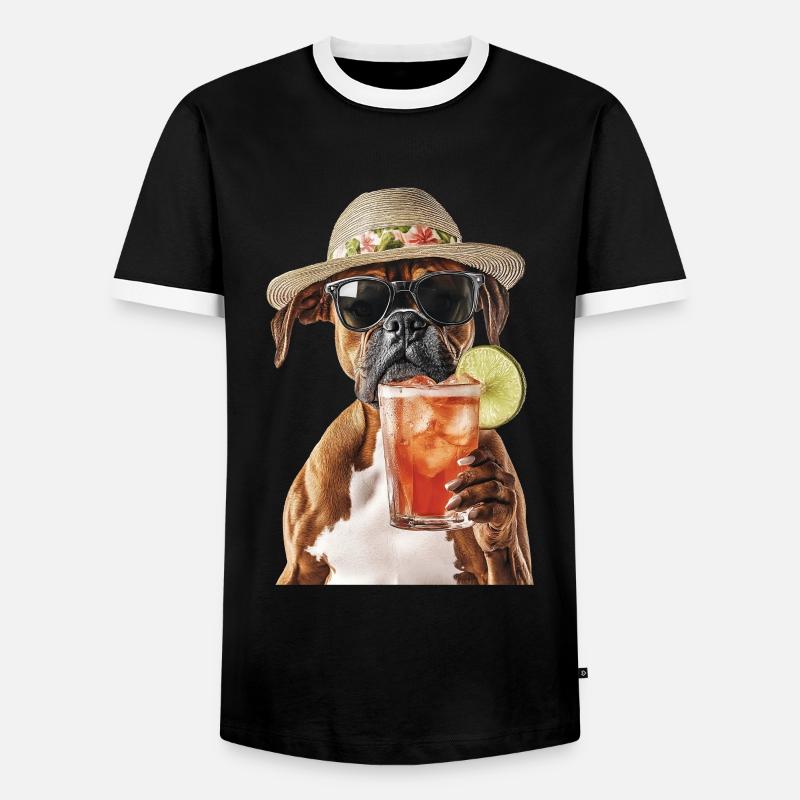 Boxer - Männer Kontrast-T-Shirt - Schwarz/Weiß